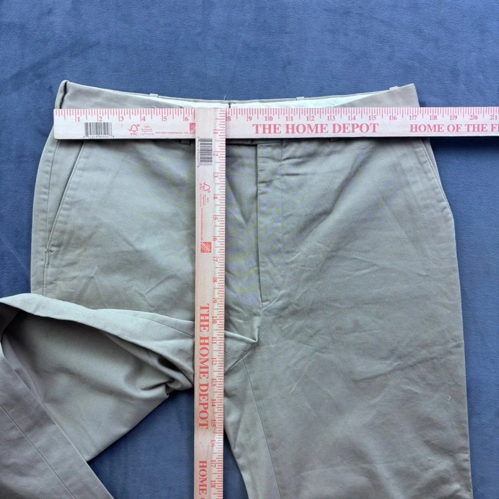 Vtg Khaki Chinos Straight Leg Cotton Twill Paul Stuart Trousers Tan 36x30